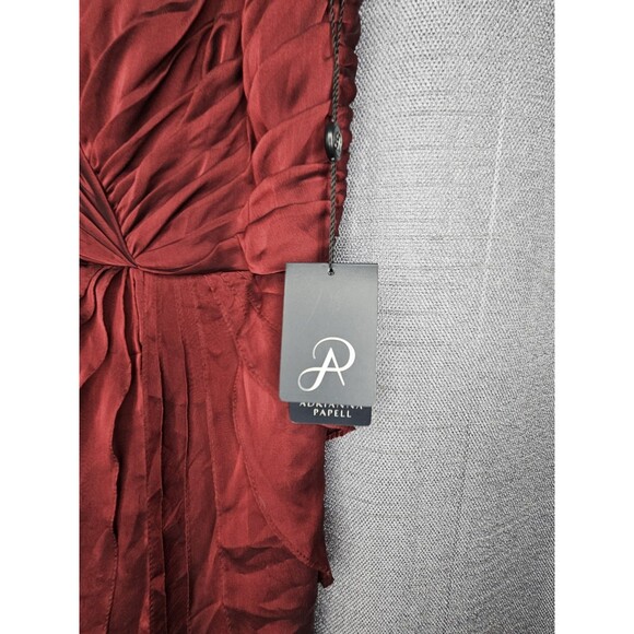 Adrianna Papell Gown Flutter Jewel Neck Maroon NEW NWT sz 16 MSRP $240 - Picture 4 of 11